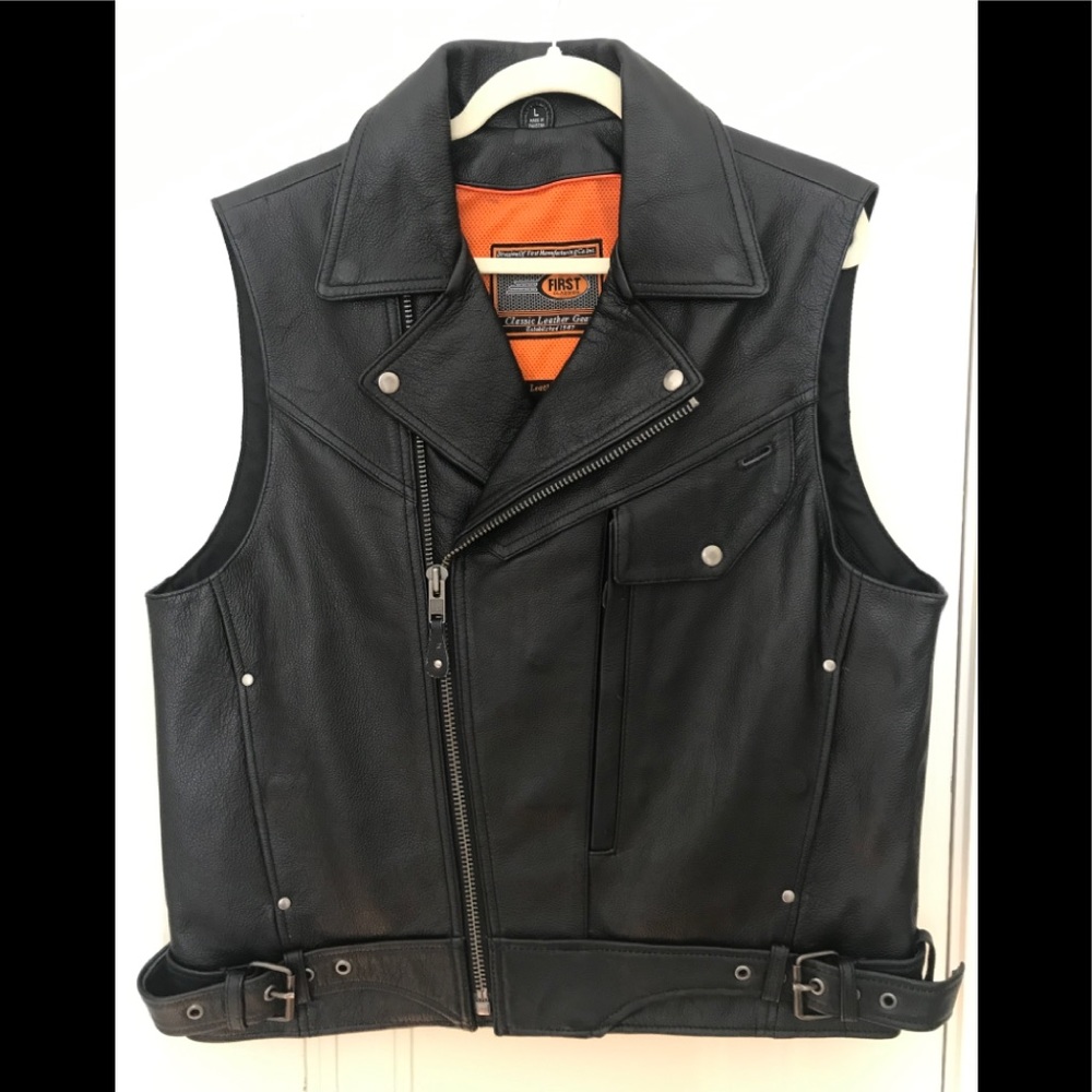 First MFG Moto-style leather vest